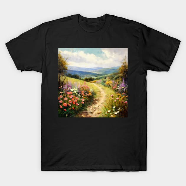 Flowering picture of a path in a field T-Shirt by KOTYA